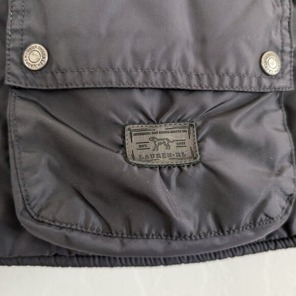 LAUREN RL Vest Men's M Black Outdoor Vintage Utility Nylon Corduroy Collar Zip - Picture 3 of 16